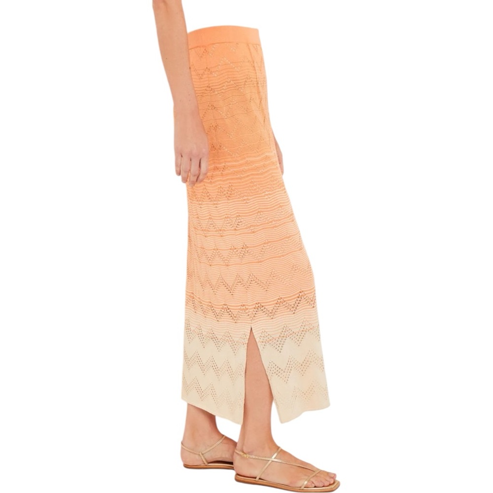 NEW MISOOK Midi Straight Skirt - Ombre Pointelle Soft Knit Size Large - Picture 2 of 8